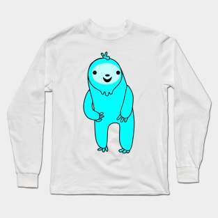 Excited Light Blue Sloth Long Sleeve T-Shirt